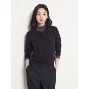 [빈폴레이디스] [Essential] 울 케이블 라운드넥 카디건  브라운 (BF595AE01D)