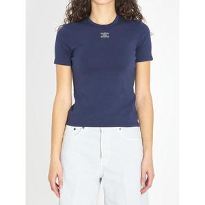 셀린느 리브드 코튼 저지 트리오프 반팔 티셔츠 RX0IX1407 07OW