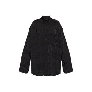 26 SS 발렌시아가 올오버 로고 오버사이즈 비스코스 셔츠 블랙 850978TTO52