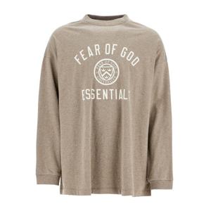 피어오브갓 에센셜 남성 프린팅 로고 롱 슬리브 코튼 긴팔 티셔츠 히더 그레이 125HO244201F 367
