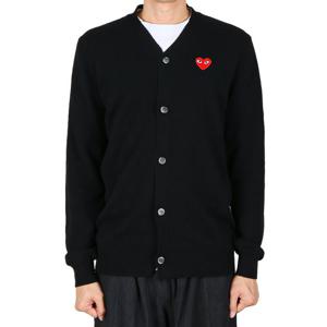 꼼데가르송플레이 25FW 공용 레드 하트 가디건 블랙 AX N008 051 1