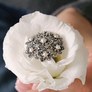 바이데이지 진주 꽃다발 실버 브로치 Bb0473