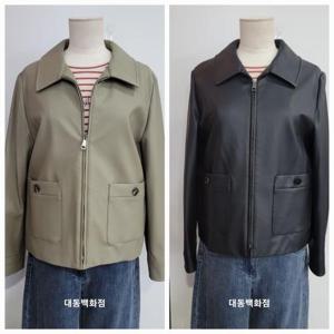 올리비아하슬러 DP01 집업 스탠카라 비건레더 점퍼 OHEFJP106