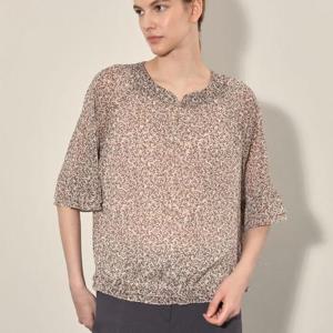 올리비아로렌 HC14 넥장식 나염 반팔 쉬폰 블라우스 VOBNL4F7211