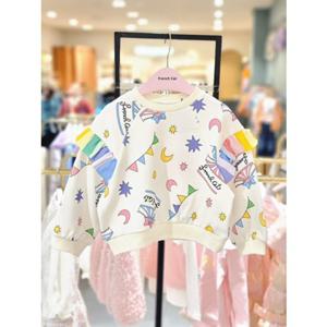 [프렌치캣 9D] 아이보리 축제 나염 티셔츠 (Q51DBT210S)