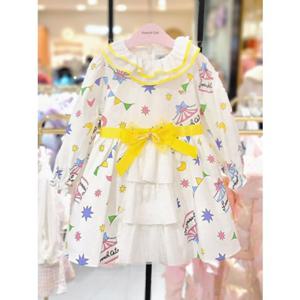 [프렌치캣 9D] 아이보리 페스티발 나염 원피스 (Q51DBO120S)