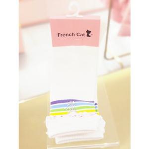 [프렌치캣 9D] 화이트 스트라이프 니삭스 (Q51DG4061S)