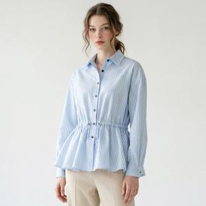 FOCUS  페플럼 스트링 스트라이프 블라우스 PBVFF6S1BL5031