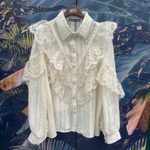 [르니앤맥코이]카라진주큐빅프릴레이스블라우스MN04BL7033_IC