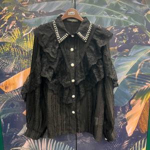 [르니앤맥코이]카라진주큐빅프릴레이스블라우스MN04BL703_IC