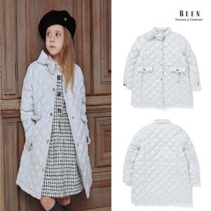 [빈]BA12CT02IV 아이보리 리본 퀼팅 코트