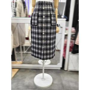 밸리걸 세이브존01 체크 포켓 슬릿 미디 니트 스커트 491590-1