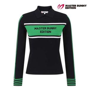 [마스터바니에디션] 여성 배색 인타르시아 카라 긴팔 니트 421F1SR103BK