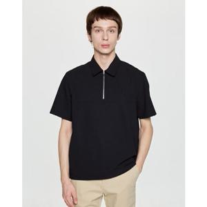 [헤지스남성] 단색 반집업 반팔 티셔츠 (HZTS5F403BK)