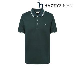[헤지스남성] (HZTS5B437E3) 그린 더블 팁 배색 카라 티셔츠