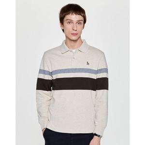 [헤지스남성] 베이지 컬러블럭 폴로 셔츠 (HZTS5D532I2)