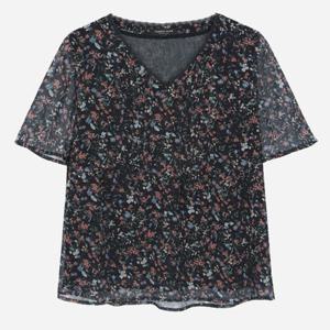 [써스데이아일랜드]잔꽃 패턴 핀턱 V넥 블라우스 T256MBL171W