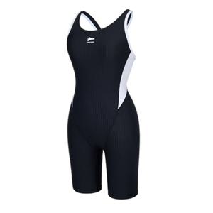 [레노마수영복]여성 실내 심플배색 X백 3부 반신 수영복 블랙-RN-LS2G866-BK