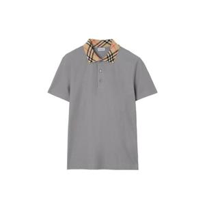 버버리 체크 칼라 코튼 폴로 셔츠 8126968