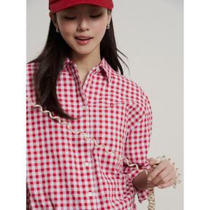 [빈폴레이디스] 깅엄 체크 아우터형 셔츠 레드 (BF6264N016)