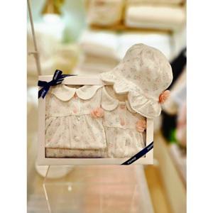 [압소바 의류] 꽃토끼뱀부우주복 내의 로라모자 3종세트 26년봄신상 (A1110613F)