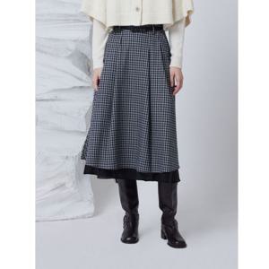 [듀엘]리본 벨티드 플레어 체크 스커트 D254MSD050