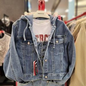 인터크루 HC45 중청후드 세미크롭 데님자켓 INT1EJ54