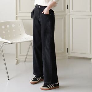 [올리비에스클로젯] 옆절개 블랙 데님 와이드팬츠_O2603DP019A