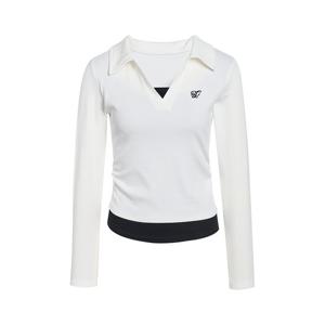 [제이제이 지고트]사이드 셔링 레이어드 배색 티셔츠 GS4N0TS401