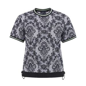 파리게이츠골프반팔티 NQC 521E2TR413_BK 여성 플로럴 패턴 스트링 반팔 티셔츠