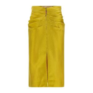 발렌티노 V로고 샹탕 실크 플리츠 미디 스커트 B0RAEY59F3 R0X