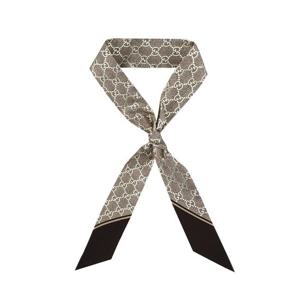 구찌 812250 3G001 9865 GG 프린트 실크 리본 다크 브라운