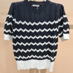 라티움 HC34 신축성좋은물결메탈배색 어깨셔링숏짧은반팔니트 T2623sw05