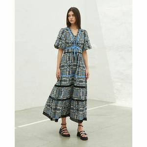 에고이스트 (EP3WO761)배색 테이프 페이즐리 원피스