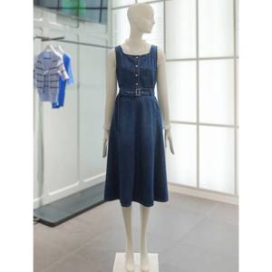 벨티드 슬리브리스 데님 롱 원피스(Z253PSE401)