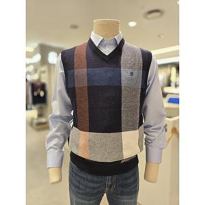 닥스 베스트 26년 모혼방 빅체크 패턴 브이넥  조끼 (DMP1SWVE201N1)