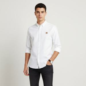 메종키츠네 남성 폭스헤드 패치 화이트 셔츠 LM00404WC2010 P100