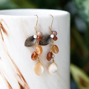 핸드메이드귀걸이 (폭스타일)(핸드메이드) 엔틱 리프 귀걸이