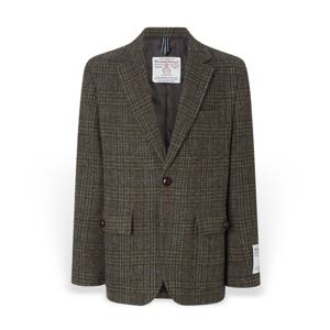 헤지스 남성 체크 울 소매 패치 자켓 HZJA5D703K3 HZJA5D703