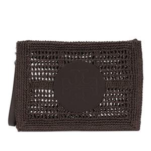 토리버치 라운드 로고 패치 위빙 스트로 클러치 183254 200