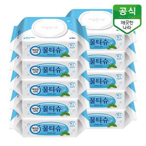 깨끗한나라 페퍼민트 물티슈 캡형 70매 x 10팩