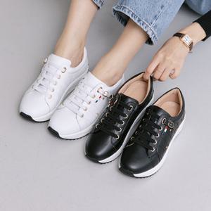 [슈리오] 여성 소가죽 블링 스타 통굽 스니커즈 6cm (빠른배송)