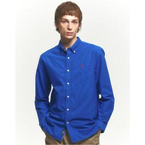 헤지스 남성 24FW 반값세일블루 솔리드 옥스포드 셔츠 HZSH4C101B3