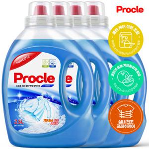 3+1 프로클 코튼 클린 액체 세탁세제 2.5L 실내건조 대용량 일반 드럼 겸용 베이킹소다 구연산 과탄산소다