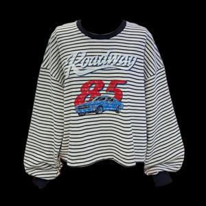 [레코브] 스트라이프 프린트 루즈핏 티셔츠 (LC41F4LT012X)