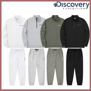 [백화점]디스커버리 24FW 이월/할인 세미오버핏 남여공용 니트 에센셜 반집업 트레이닝 맨투맨/조거팬츠 트레이닝 세트 DXTR30044,DMTP27044-GSAN