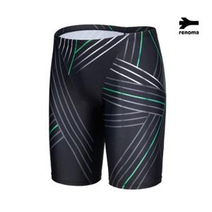 [레노마수영복]남성 실내  네온라인 4부 수영복 블랙-RN-MS2E805-BK