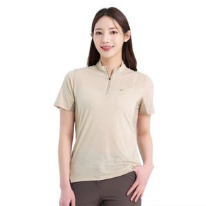 콜핑 2242TK857W 스트라이프 멜란지 시원한 쿨링 여자 여름 반팔 집업 냉감티