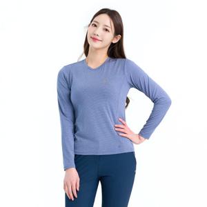 콜핑 2201TK449W 멜란지 스트라이프 봄 등산 긴팔 라운드 티셔츠