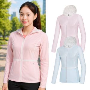 콜핑 2061JK256W 바람막이 패턴 프린트 스판 드라이 후드 여성 등산 자켓